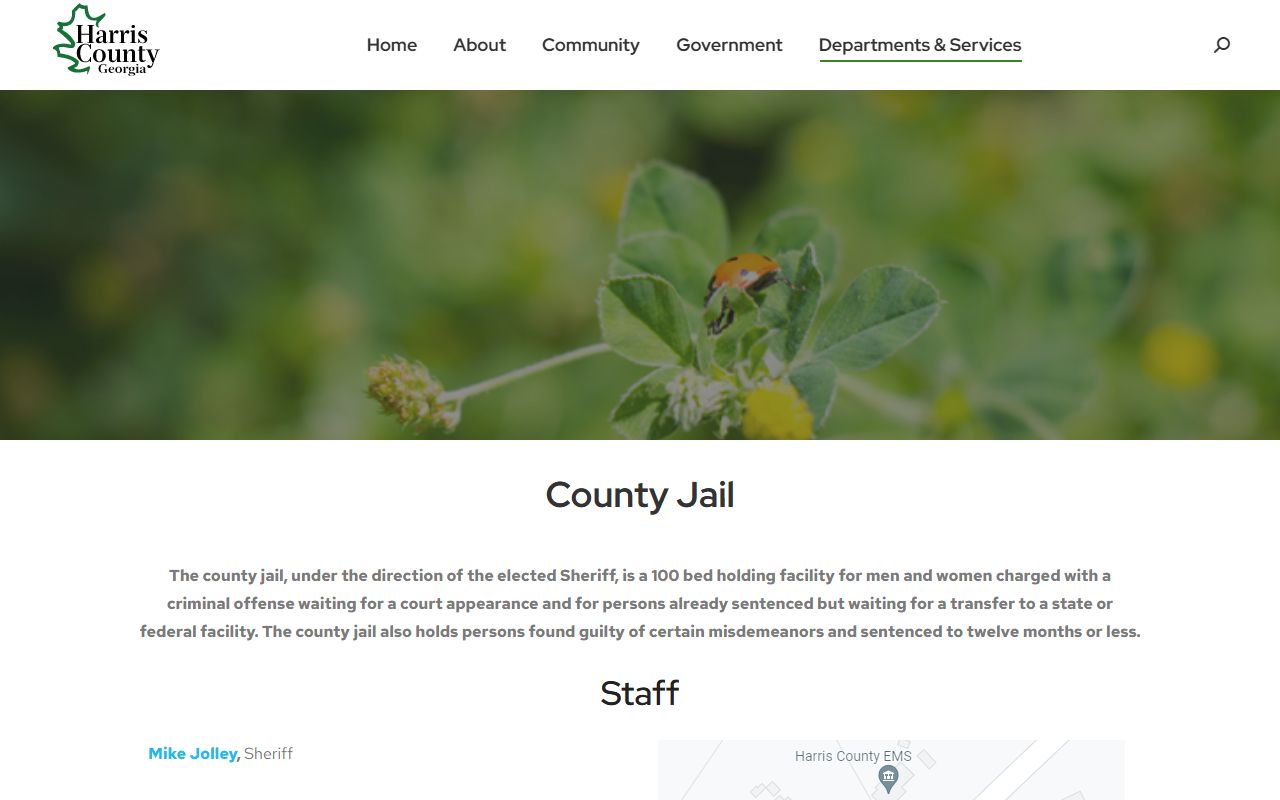 Harris County Jail inmate custody facility page