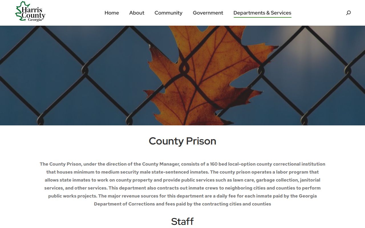 Harris County Correctional Institution county prison inmate facility page